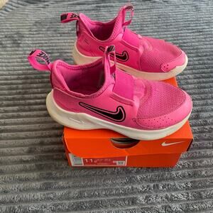 Nike Flex Runner 3 Toddler Girls Shoes 11C Pink Black Slip On FN1449-602